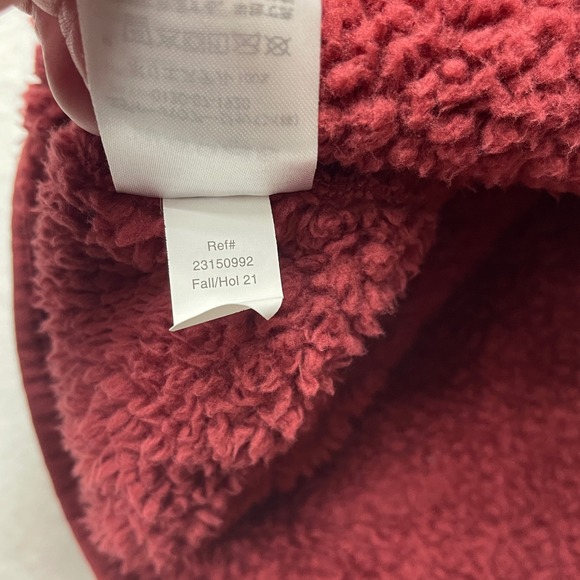 Eddie Bauer Quest Plush Full Zip Hoodie Womens Medium Burgundy Sherpa Jacket - Picture 7 of 9